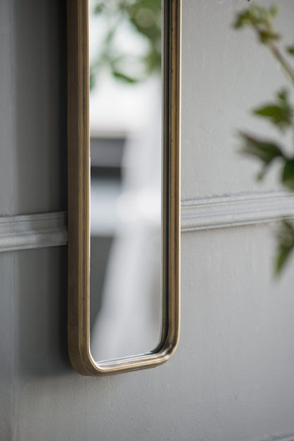 47” Narrow Framed Antique Gold Full-Length Wall Mirror