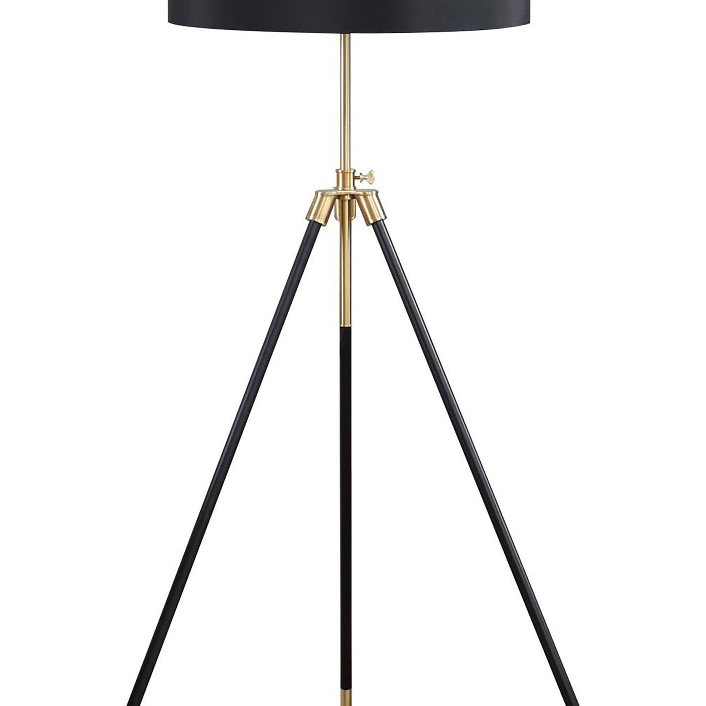 Arden Black and Gold Tripod Floor Lamp with Black Drum Shade