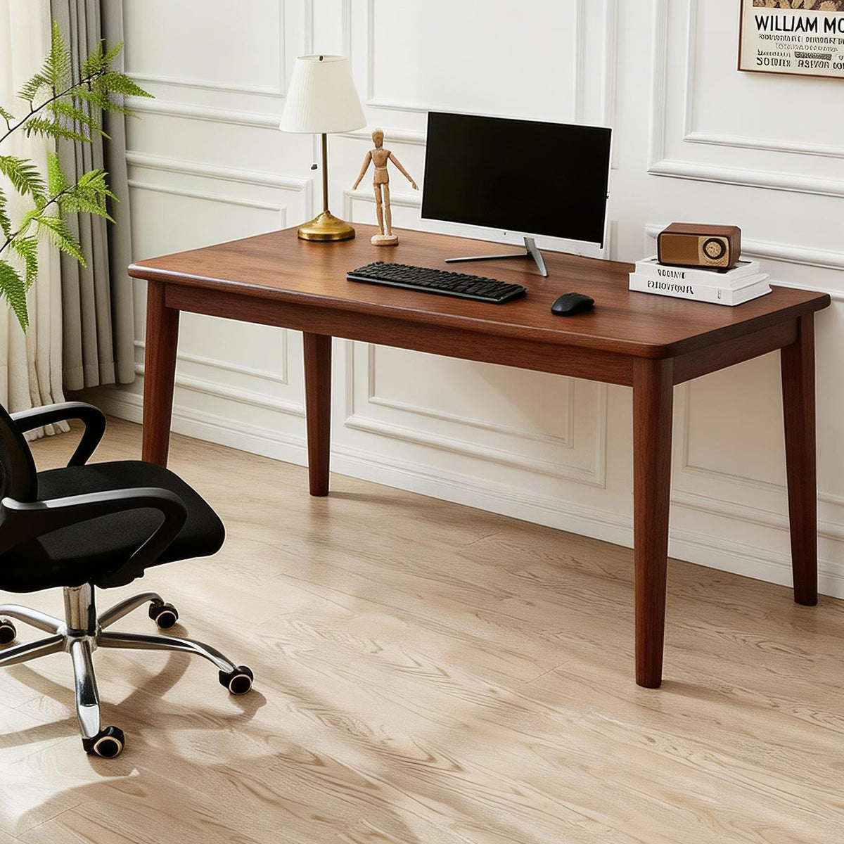 Marston Solid Wood Writing Desk, Walnut Finish