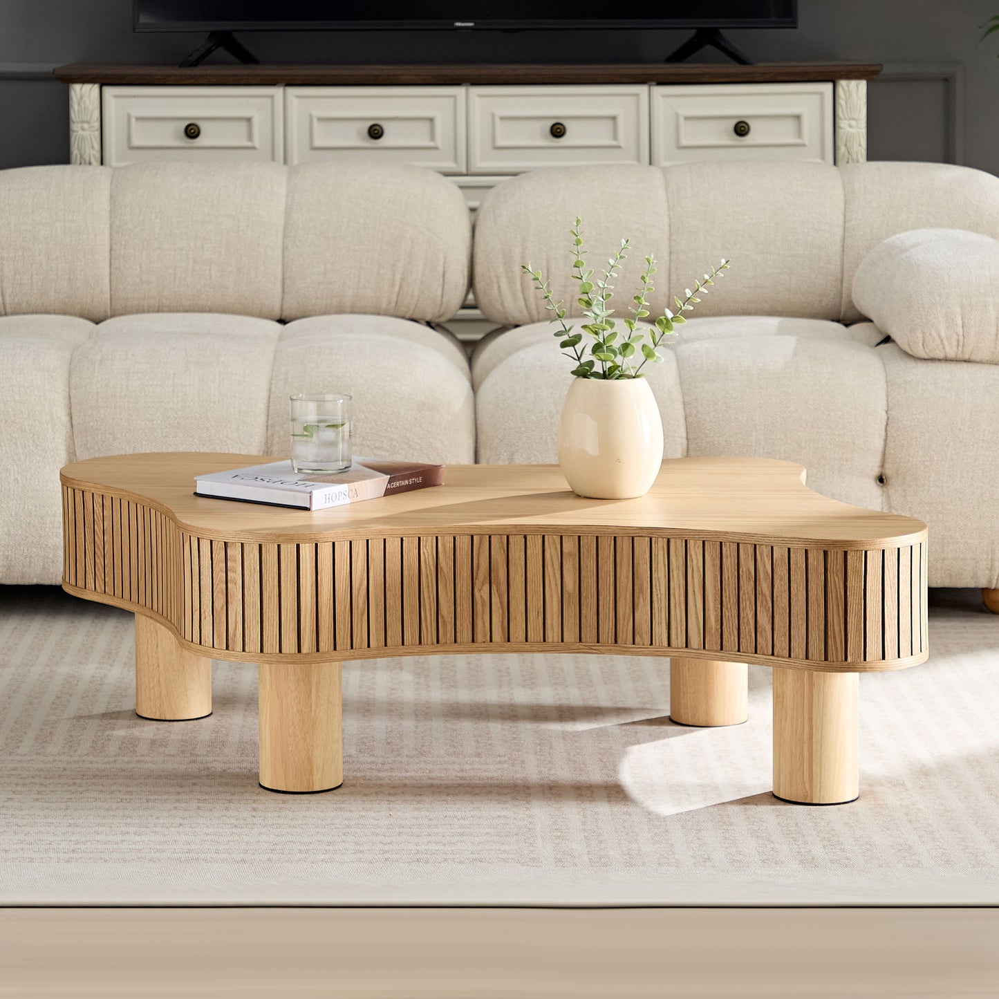 Handcraft Drum Coffee Table, Natural Color