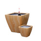 Light Faux Wood Self-Watering Square Planter Pots, Set of 2