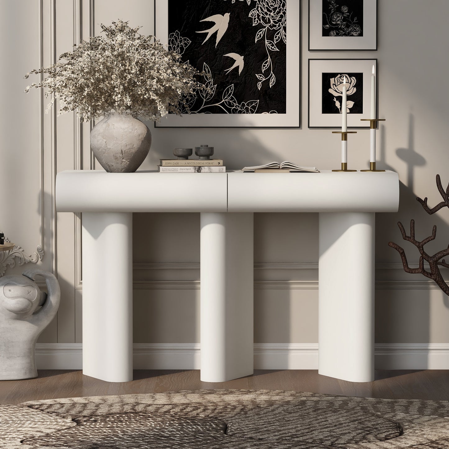 Serra Curved Console Table – White