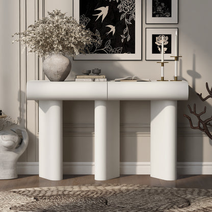 Serra Curved Console Table – White