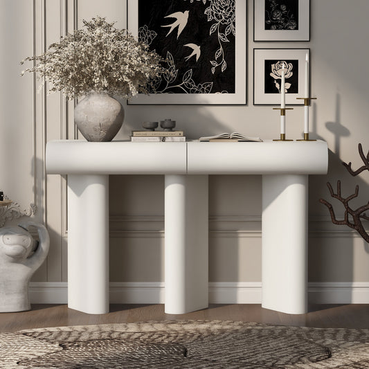 Serra Curved Console Table – White