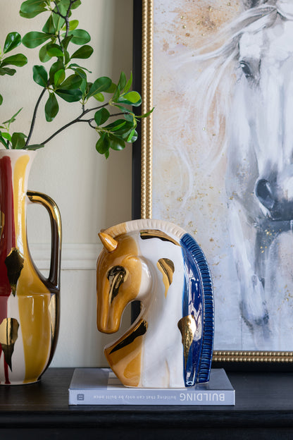 Equinox Abstract Horse Head Sculpture, Blue
