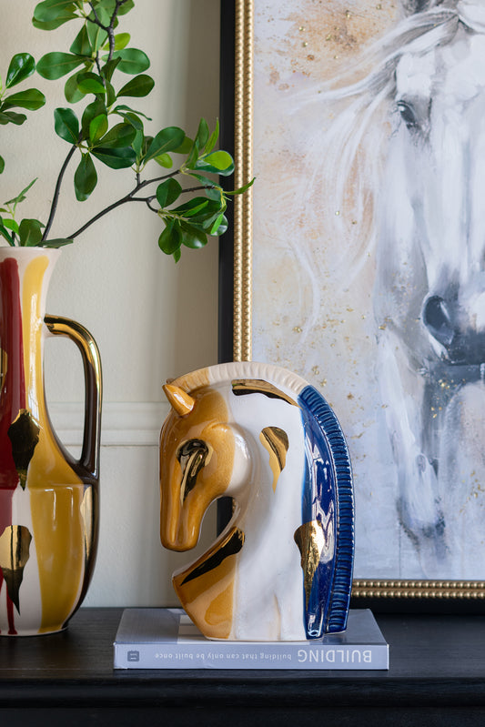 Equinox Abstract Horse Head Sculpture, Blue