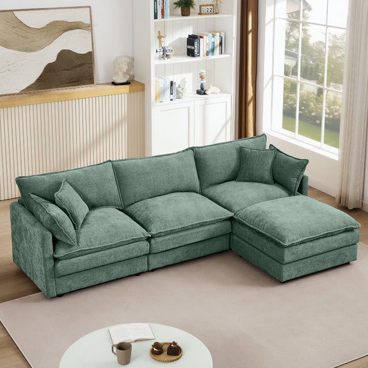 Lowell Modular Chenille Lounge Sectional, Mint Green