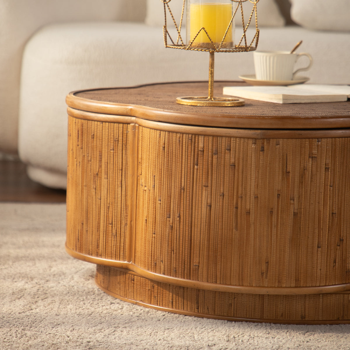 Flora Sculpted Wood Storage Coffee Table