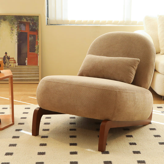 Verdana Curved Accent Chair, Camel