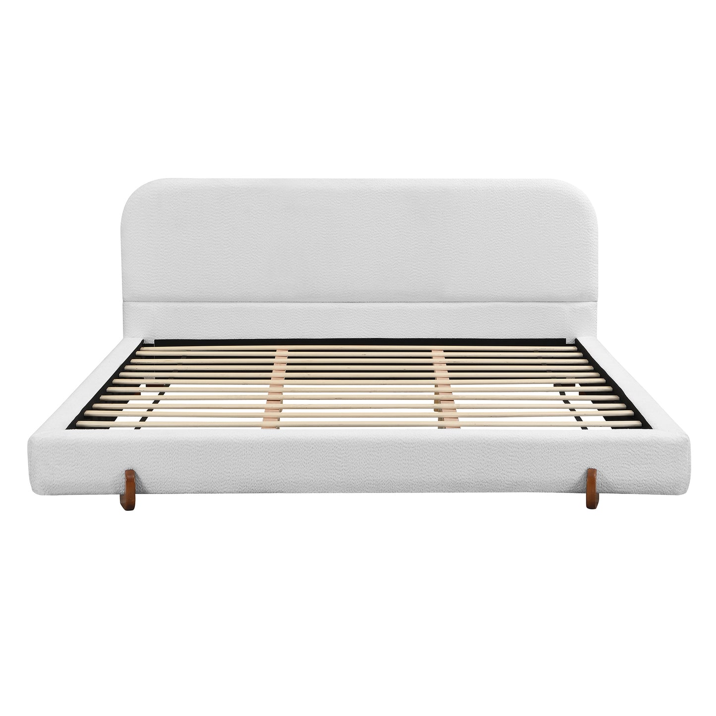 Luna Velvet Platform King Bed, Soft White