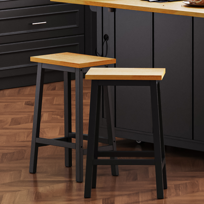 Harbor Solid Wood Black Counter Stools, Set of 2