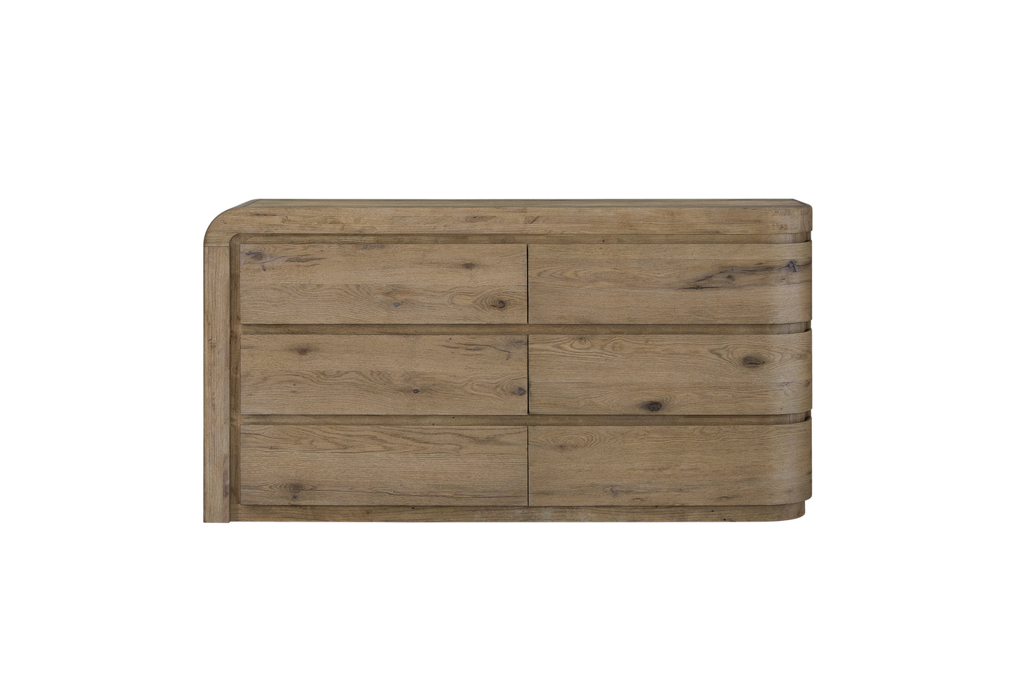English Knotty Oak Curved Dresser