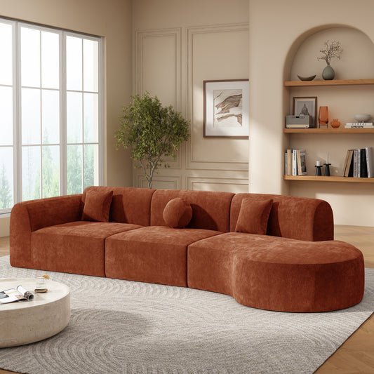 140" Lalo 6-Seat Curved Foam Sectional Sofa – Rustic Orange
