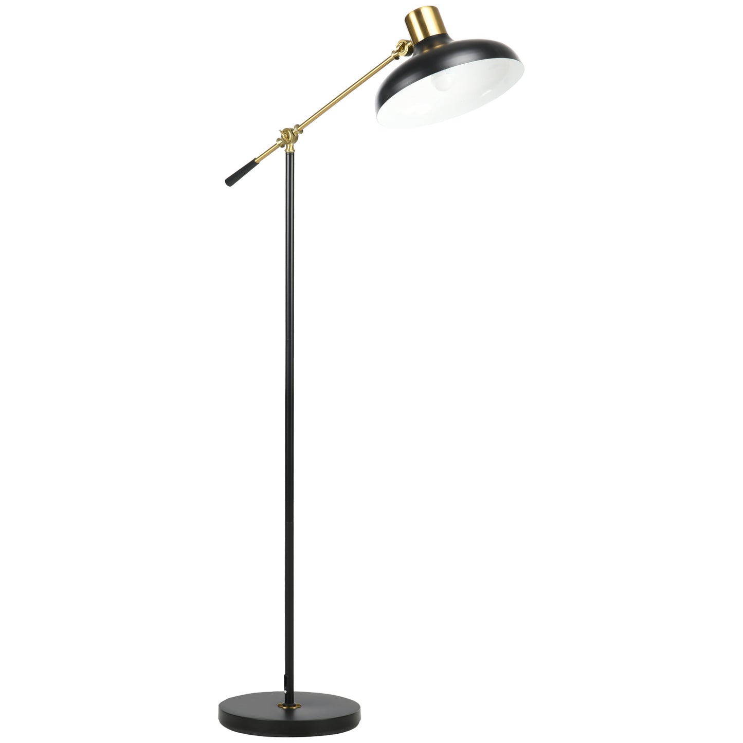 Alden Adjustable Black and Gold Floor Lamp with Metal Shade