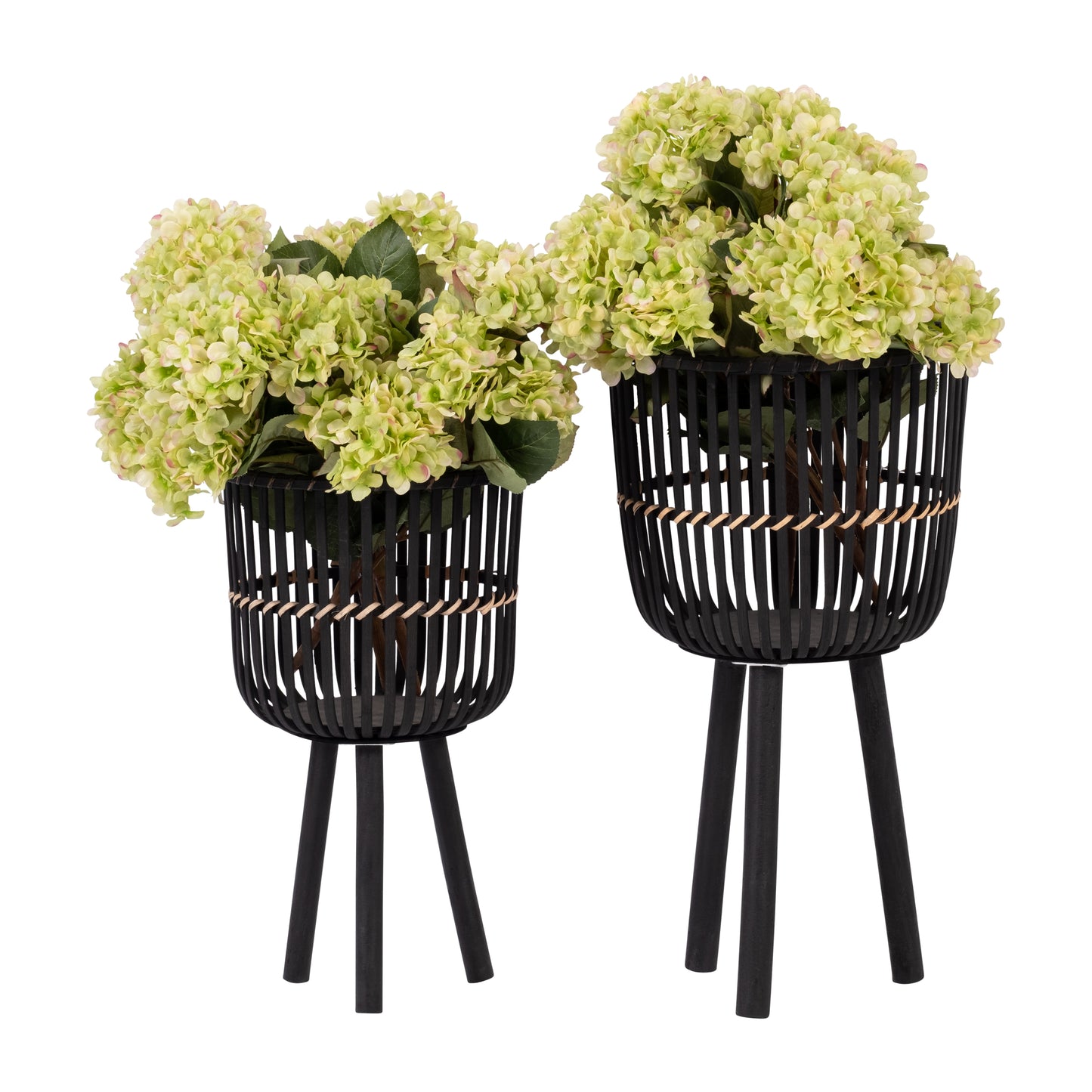 Bamboo Footed Planters, Set of 2