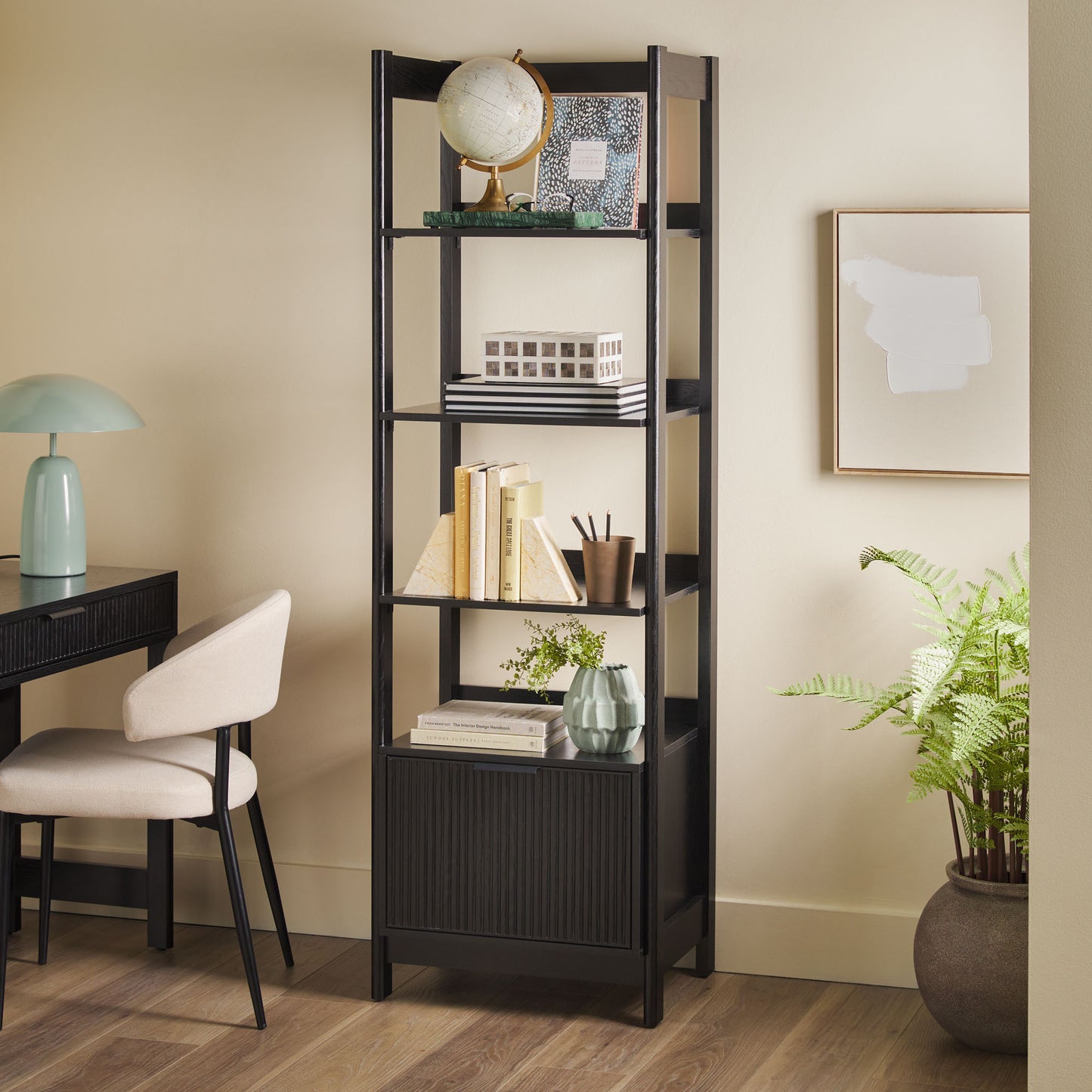 Transitional Narrow Bookshelf, Black