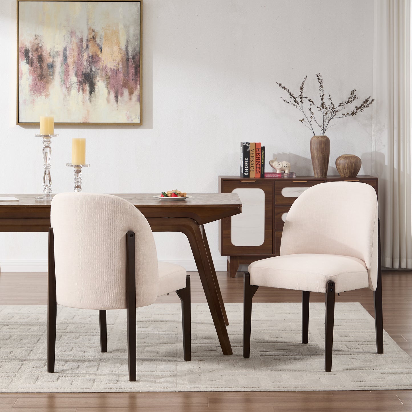 Belmont Upholstered Dining Chairs – Set of 2, Beige