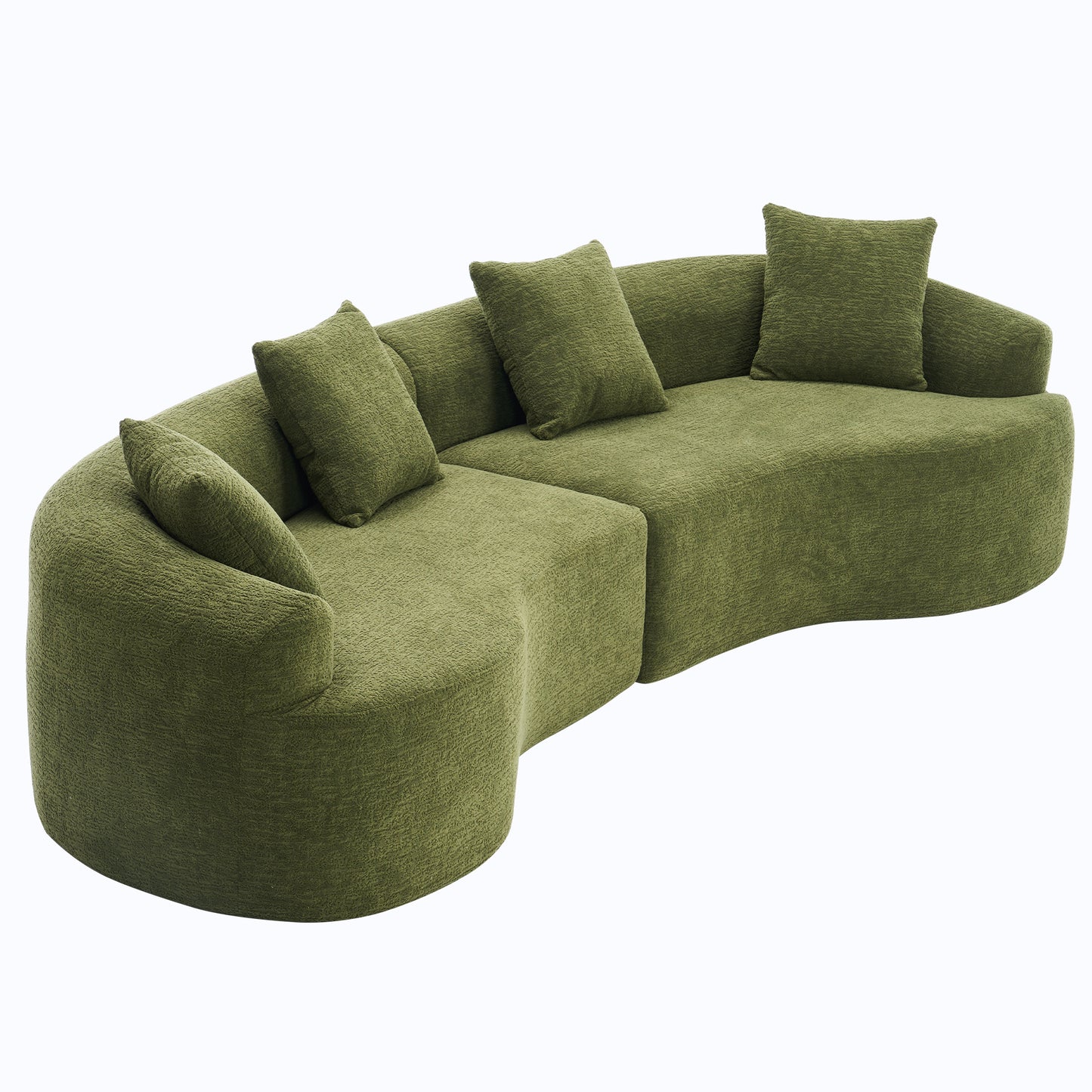 110'' Curved Chenille Sofa, Forest Gree