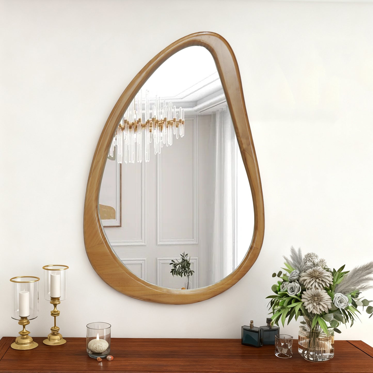Elara Sculptural Wood Wall Mirror