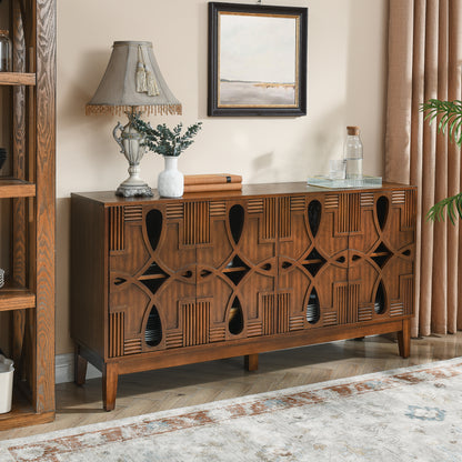 Aven Carved Walnut Sideboard Cabinet