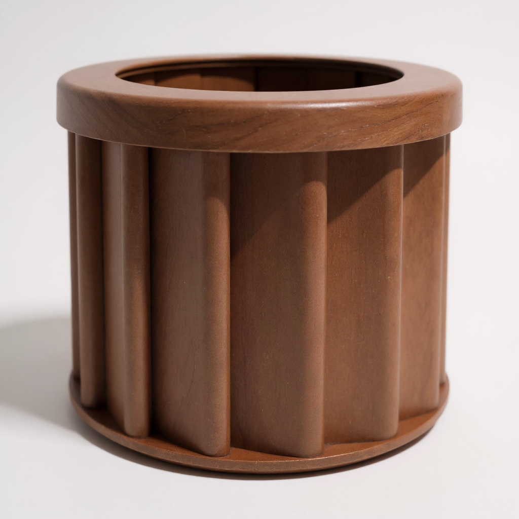 Round Strata Aluminum Planter, Brown