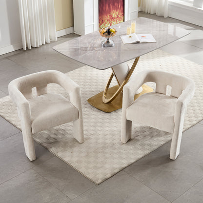 Sloane Set of 2 Chenille Barrel Dining Chair, Beige