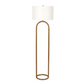 Vivid Brass Floor Lamp with Ring Base and White Drum Shade