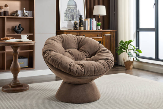 Oversized Papasan Swivel Accent Chair, Brown