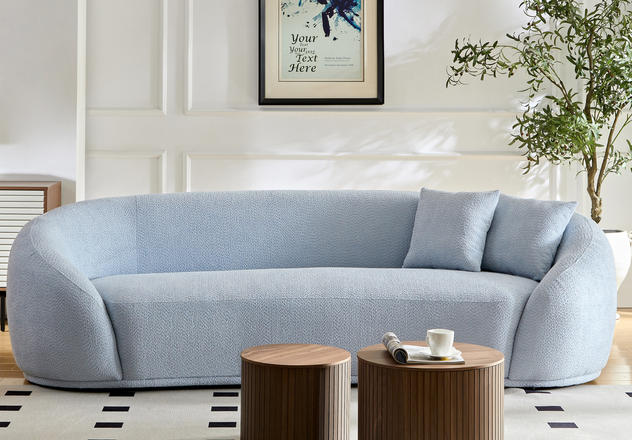 Half Moon Curved Sofa, Sky Blue