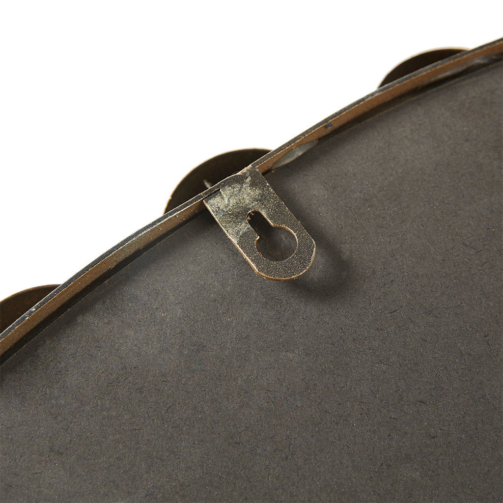 Gold Beaded Round Wall Mirror – 36” Decorative Accent Mirror