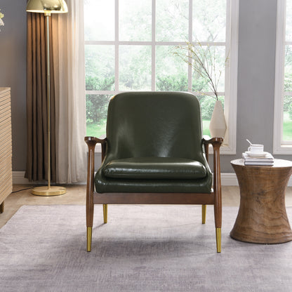 Kova Mid-Century Faux Leather Accent Chair
