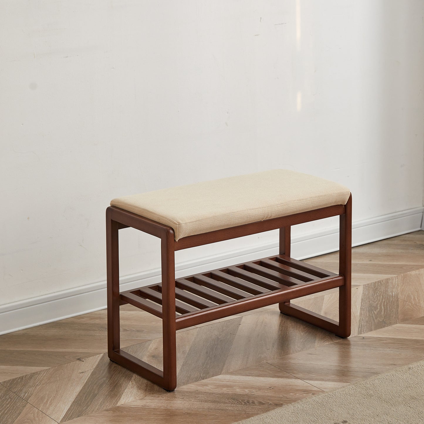 Arlo Upholstered Storage Bench, Walnut Finish