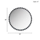 Black Beaded Round Wall Mirror – 36” Decorative Accent Mirror