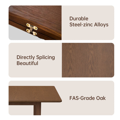 Alden Extendable Oak Dining Table, Walnut Finish
