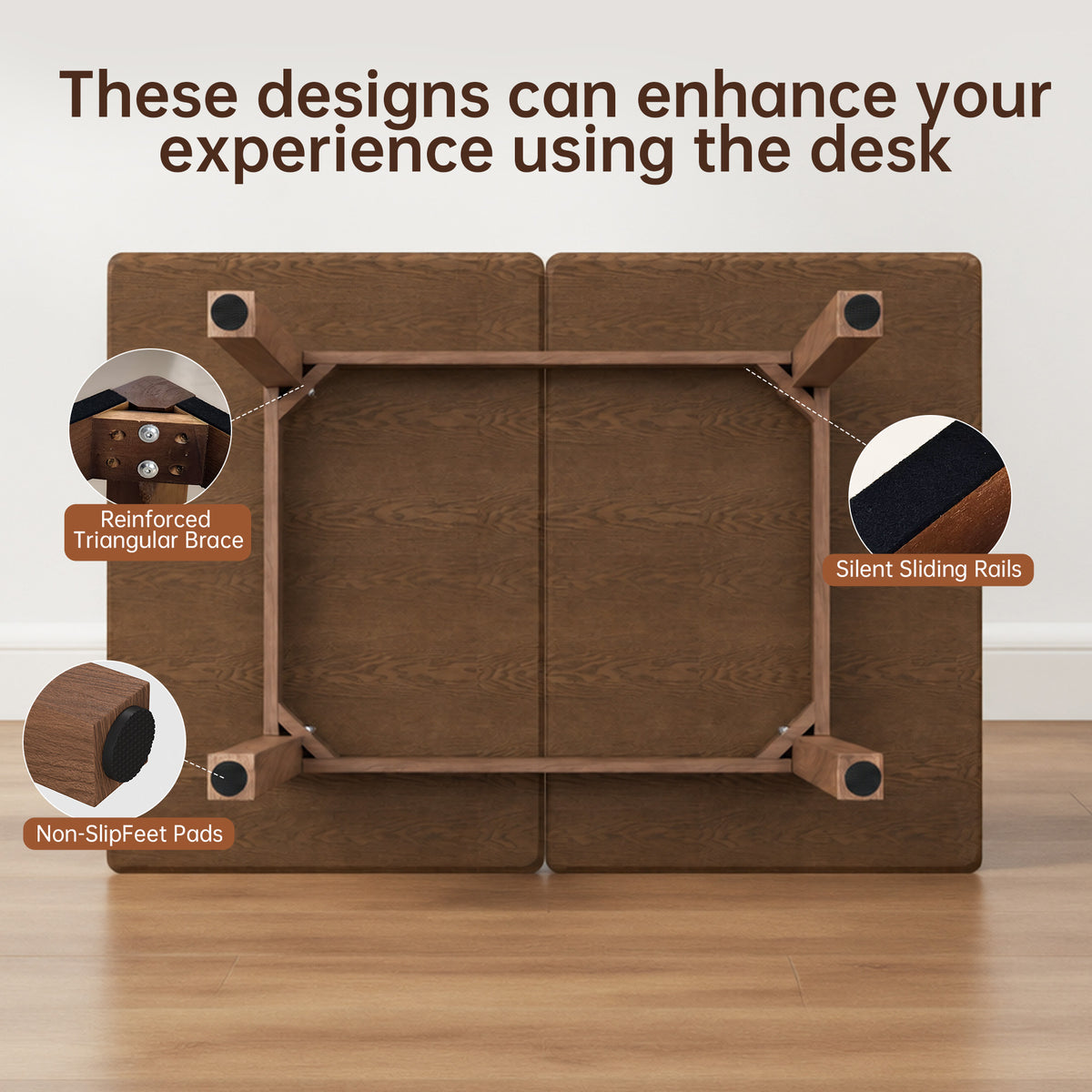 Alden Extendable Oak Dining Table, Walnut Finish