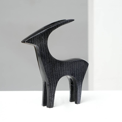 Noir Ribbed Deer Sculptural Accent