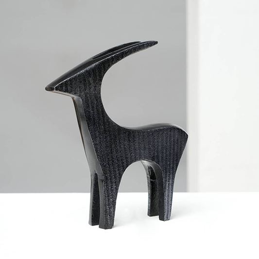 Noir Ribbed Deer Sculptural Accent