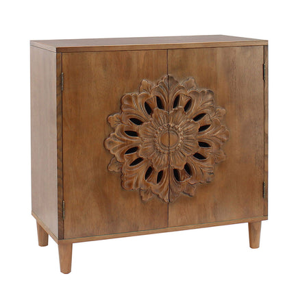 Maris Hand-Carved Rosette Wood Cabinet