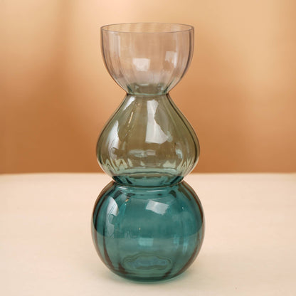 Gleaming Sculptural Glass Vase, Teal