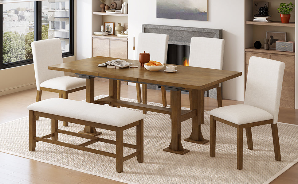 TopMax Extendable Dining Table, 6 Piece Set