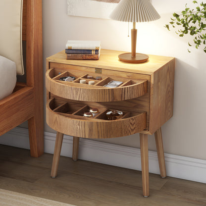 Ember Mid-Century Rattan Nightstand, Natural