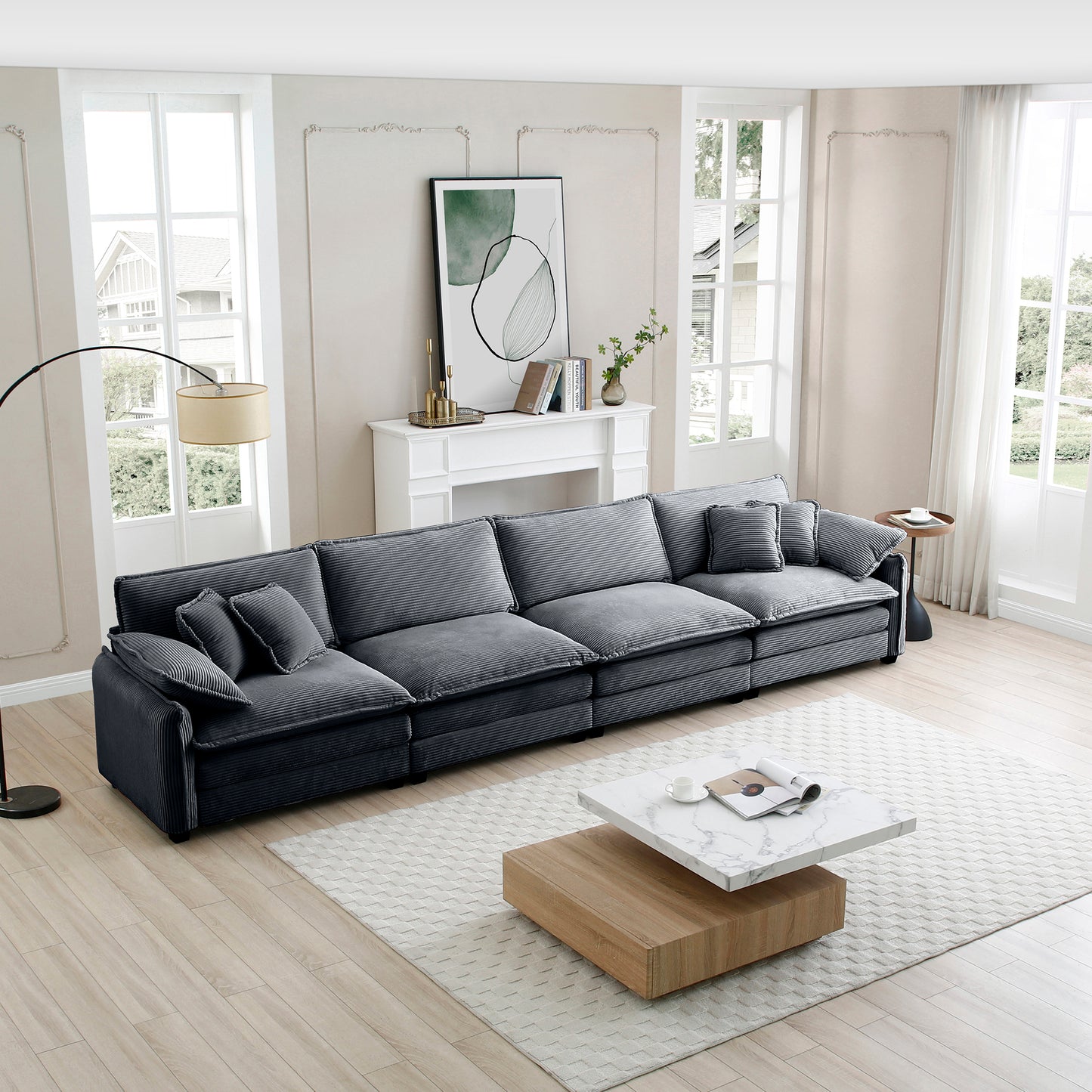 Berk Corduroy Sofa , Grey