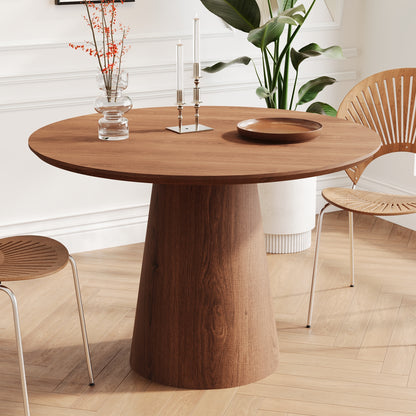 Linden Round Pedestal Dining Table, Walnut