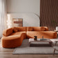 122” Modern Curved 4-Seat Sectional With Accent Pillows, Burnt Orange