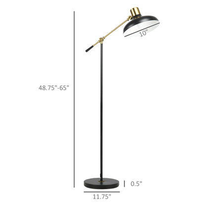 Alden Adjustable Black and Gold Floor Lamp with Metal Shade