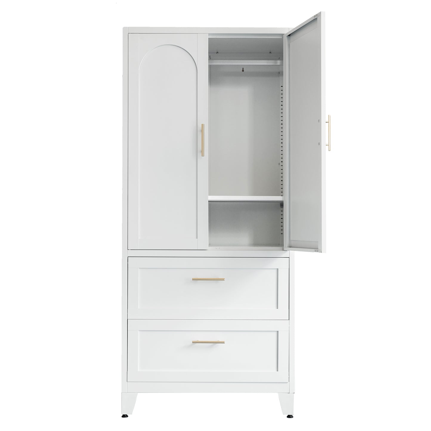 Harper Tall Storage Wardrobe with Drawers, White