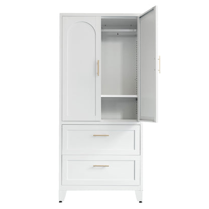 Harper Tall Storage Wardrobe with Drawers, White