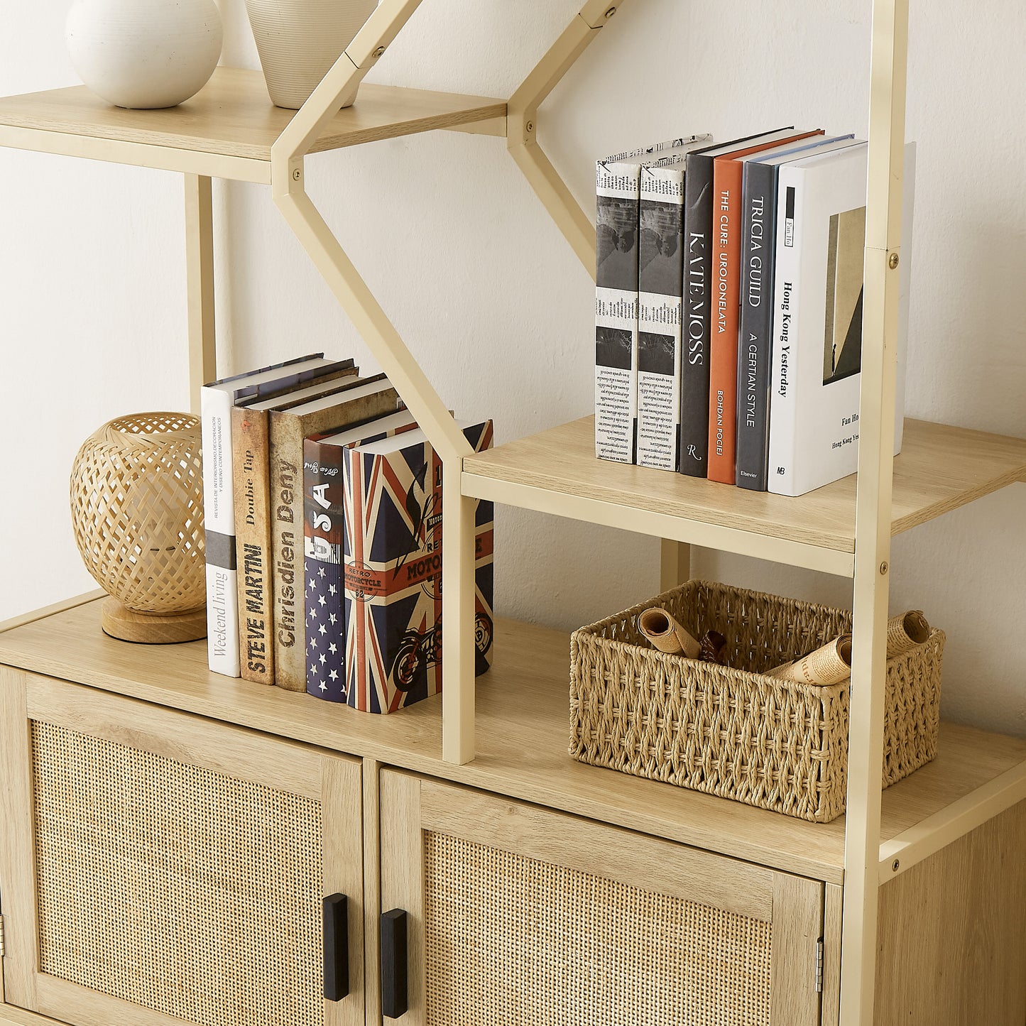 7-Tiered Rattan Bookshelf