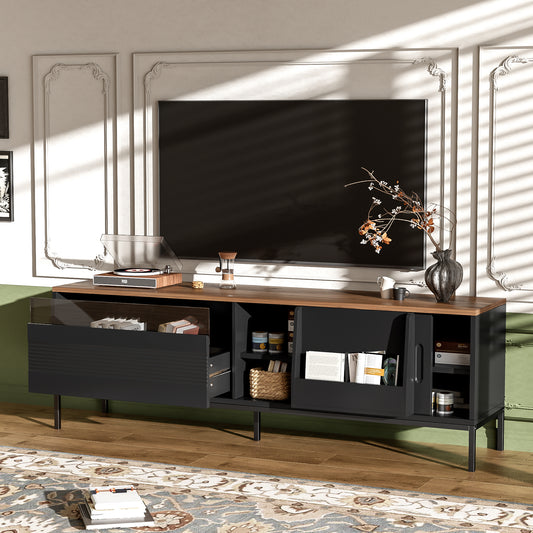 Kova Walnut and Black Sliding Media Console