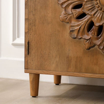 Maris Hand-Carved Rosette Wood Cabinet